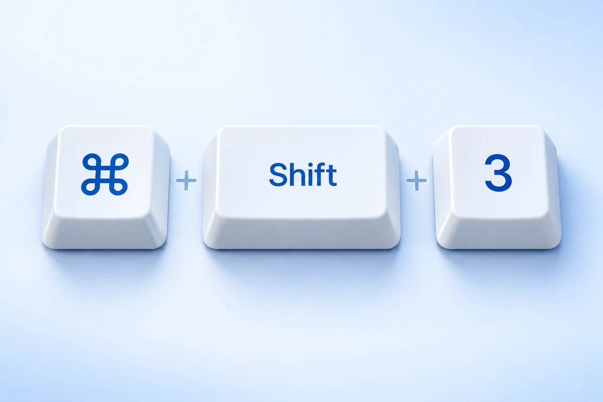Command, Shift and 3 keycaps for a full-screen Mac capture
